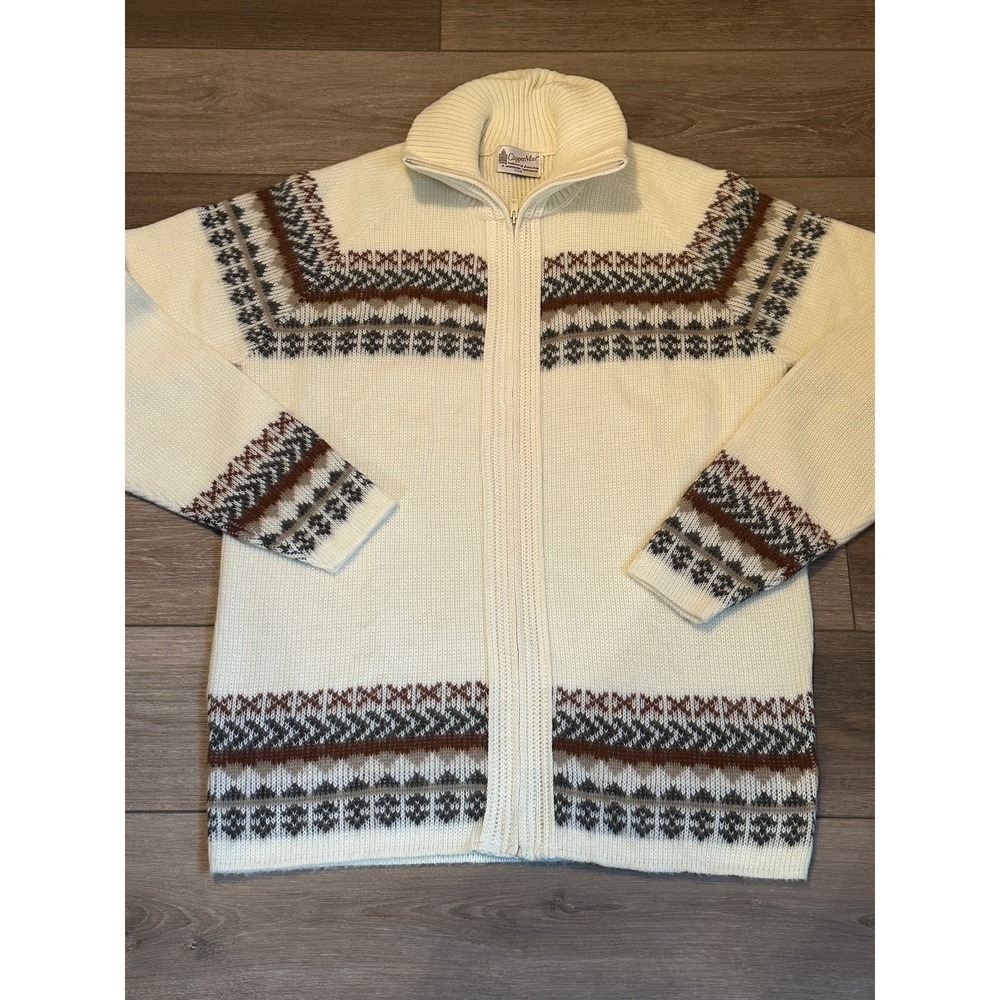 Vintage Clipper Mist Mens Zip Front Knit Cardigan Sweater Big Tall